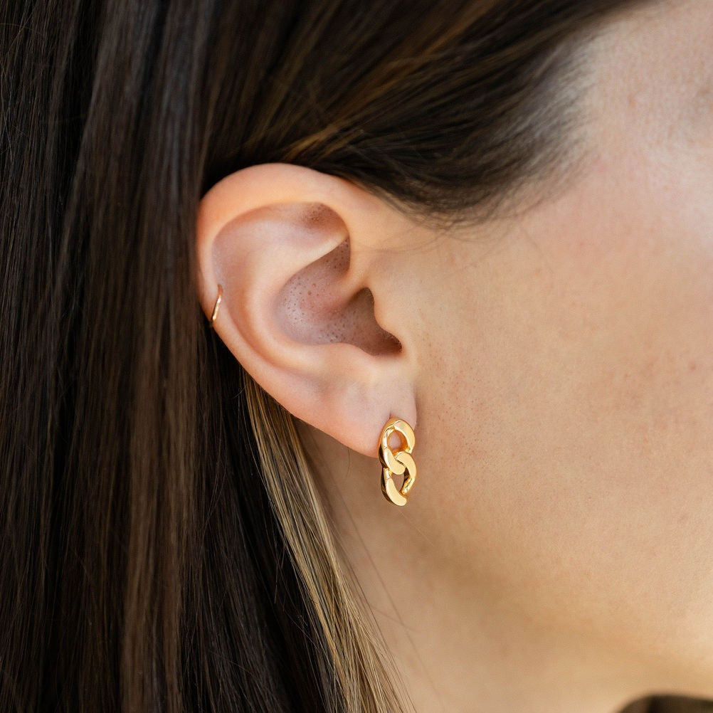 Chain Link Stud Earrings in Gold The Land of Salt