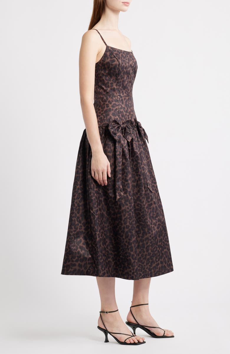 Savannah Leopard Bow Midi Dress