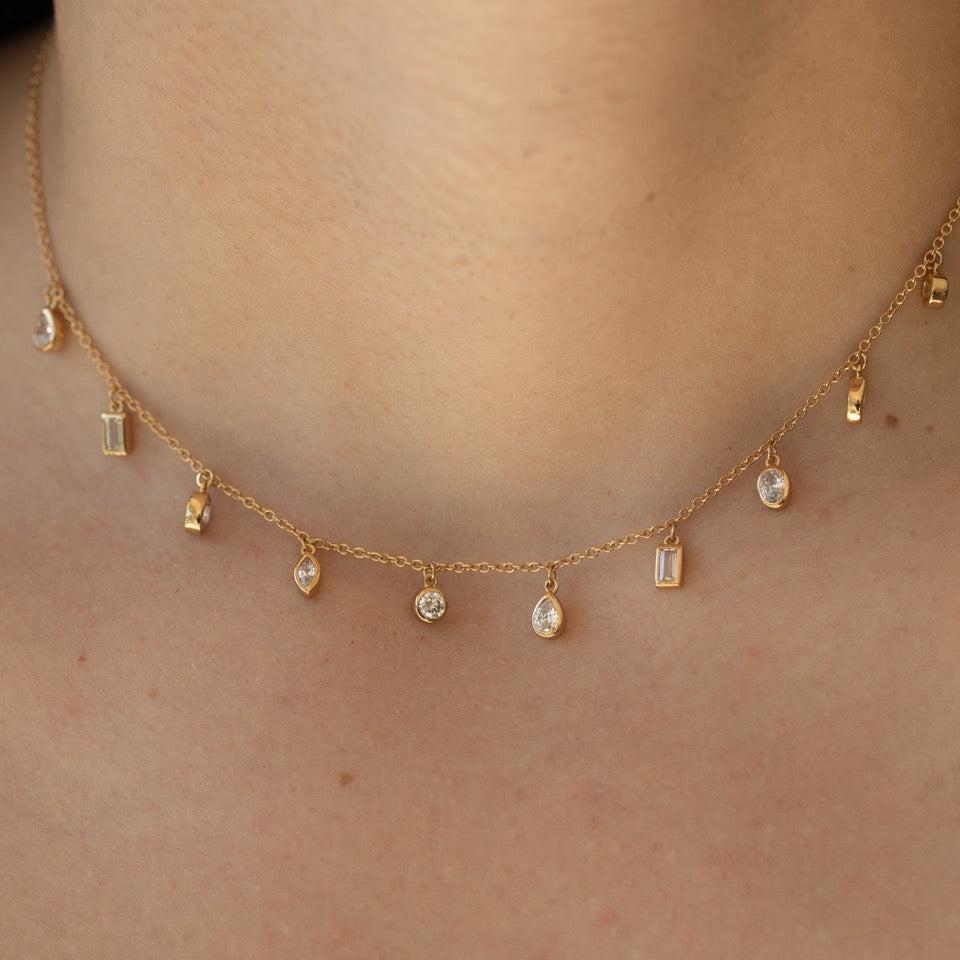 Daphne Clear CZ Gemstone Choker Necklace in Gold The Land of Salt