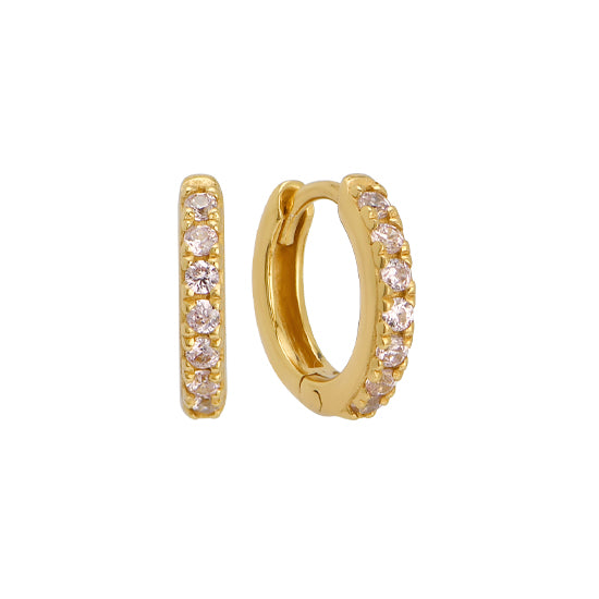Small gold hoop diamond earrings sales