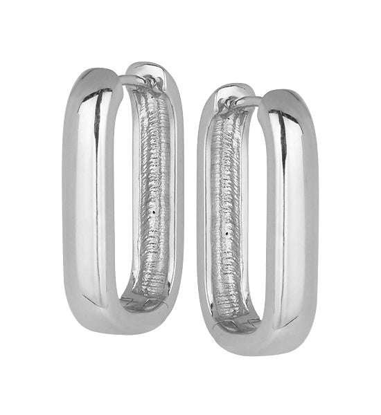 Emma Elongated Hoop Earrings in Silver | The Land of Salt