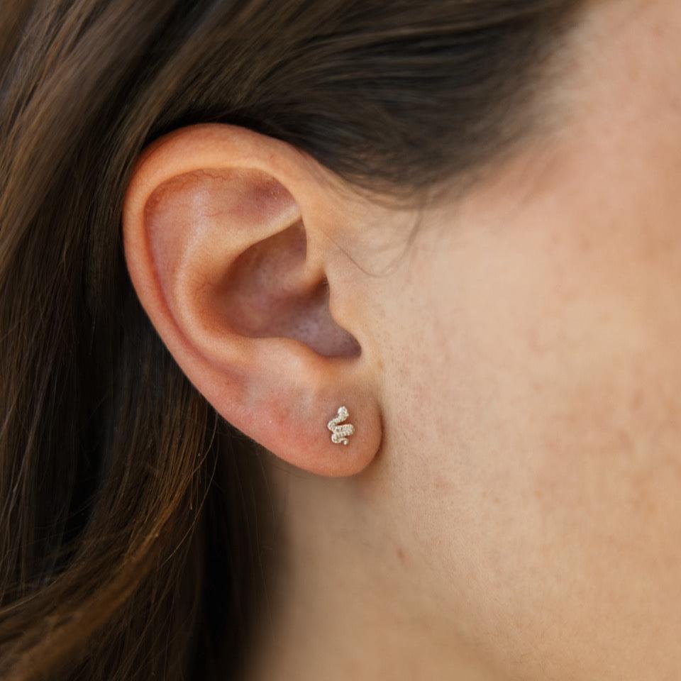 Snake Stud Earrings in Silver The Land of Salt