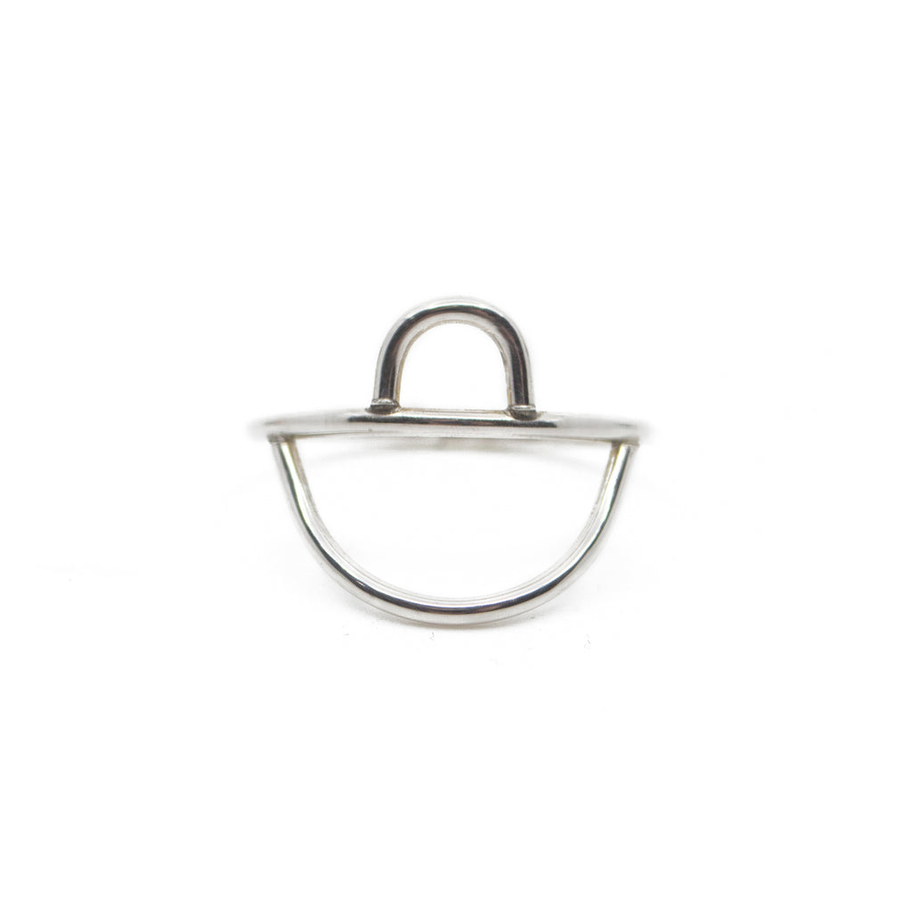 Minimalist shaped silver jewelry ring