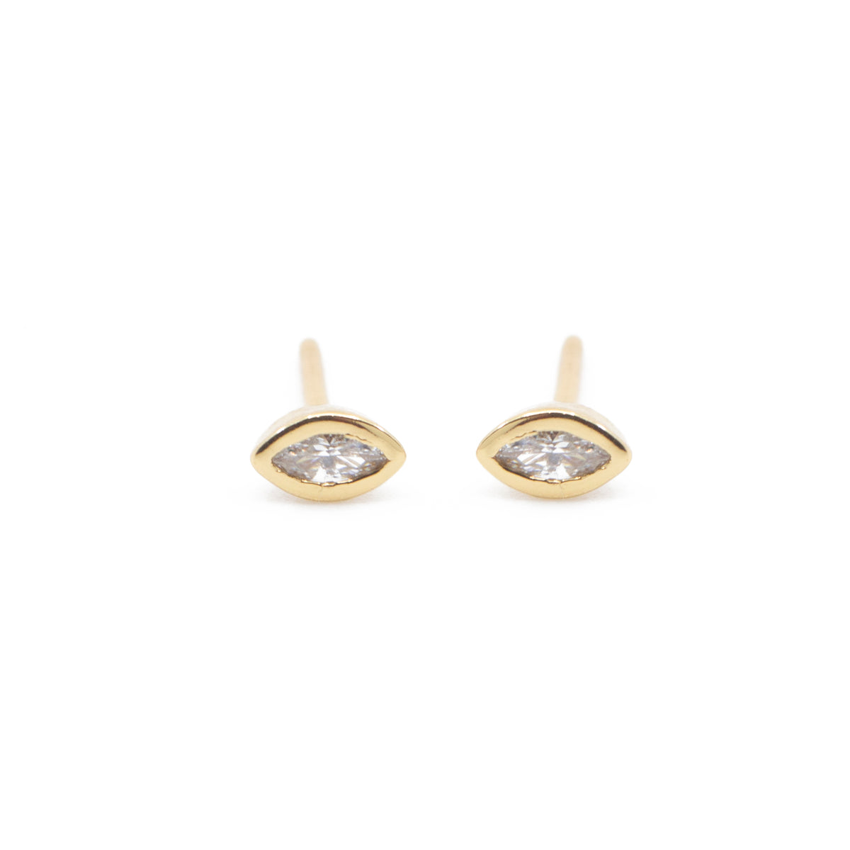 Marquise CZ Diamond Evil Eye Stud Earrings in Gold | The Land of Salt