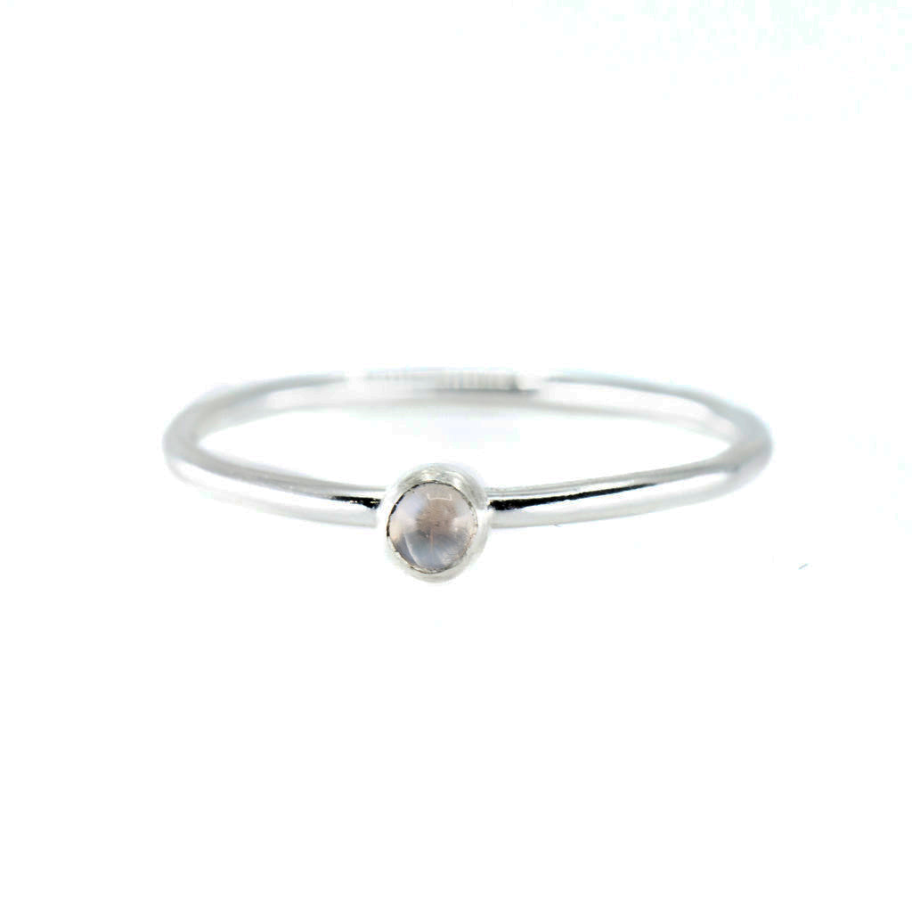 Mini Moonstone Stacking Ring in Silver - Main Image