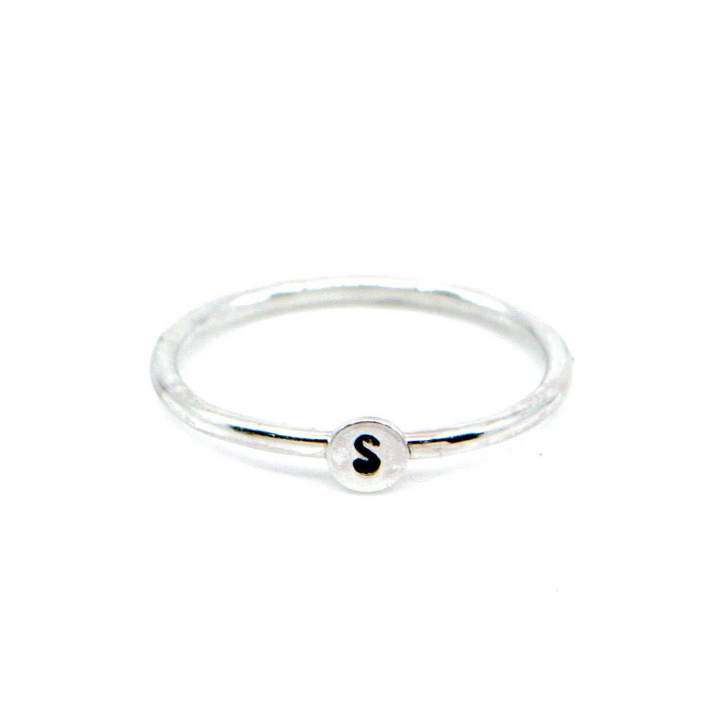 initial personalized monogram sterling silver jewelry minimalist stacking ring