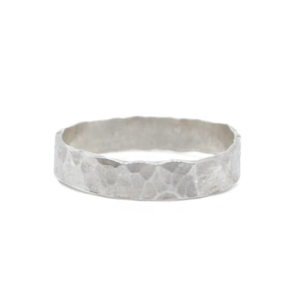hammered thick sterling silver stacking ring 