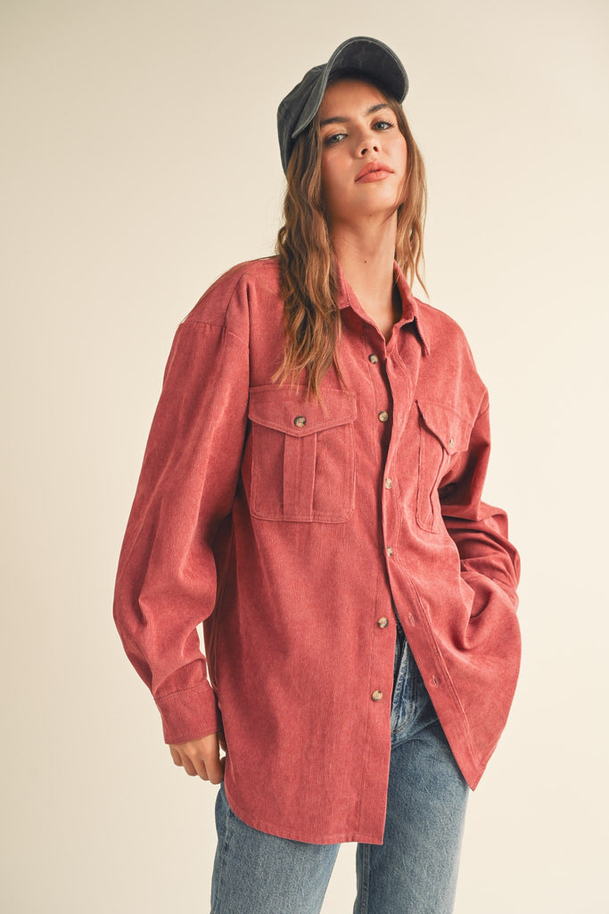 Audra Corduroy Shirt in Dusty Rose
