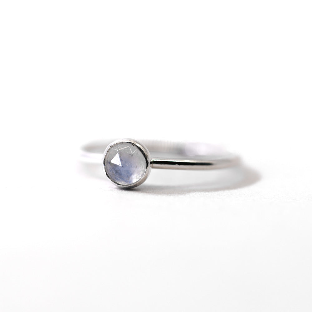 Medium Moonstone Stacking Ring in Silver