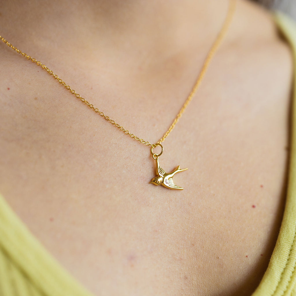 Swalllow Necklace in Gold