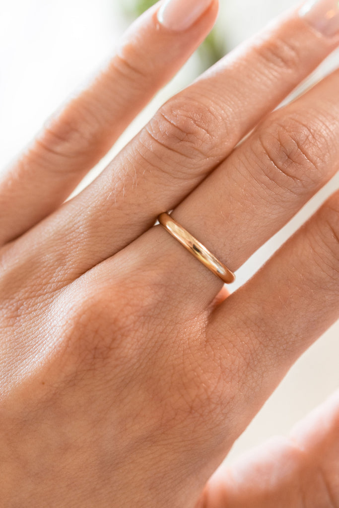 Thick Half Round Stacking Ring in Gold