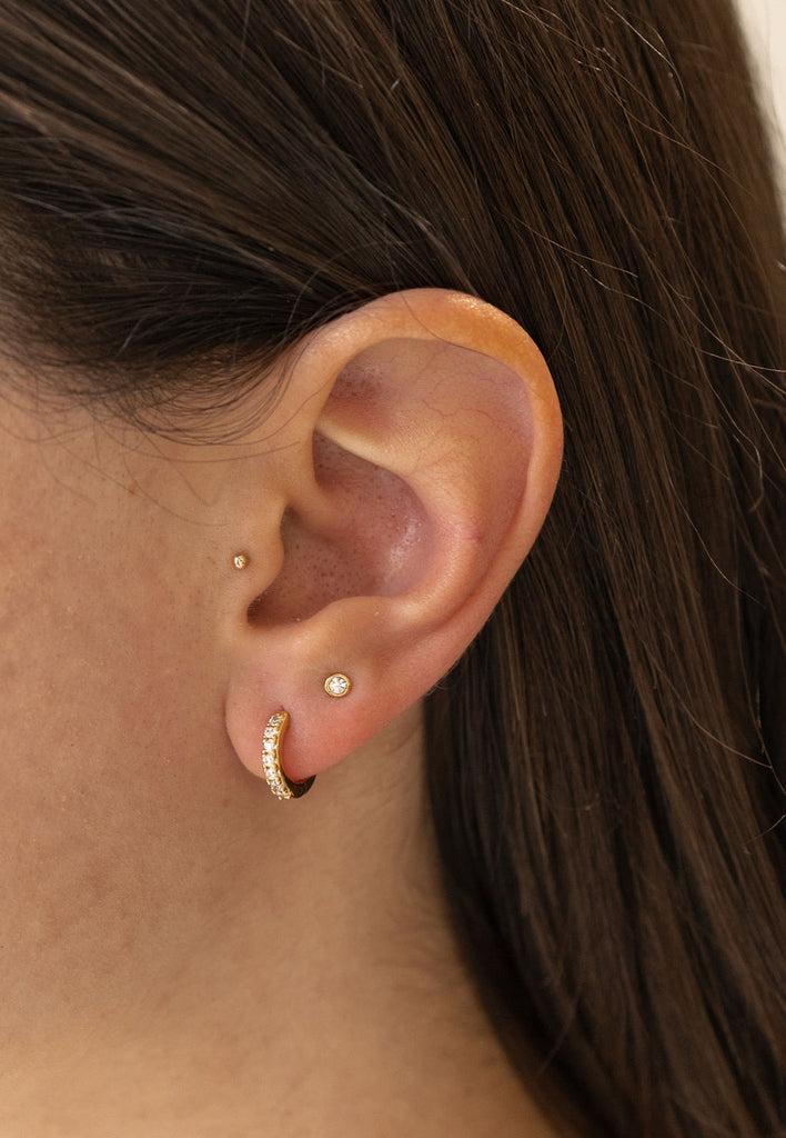 CZ Diamond Huggie Hoops Earrings in Gold