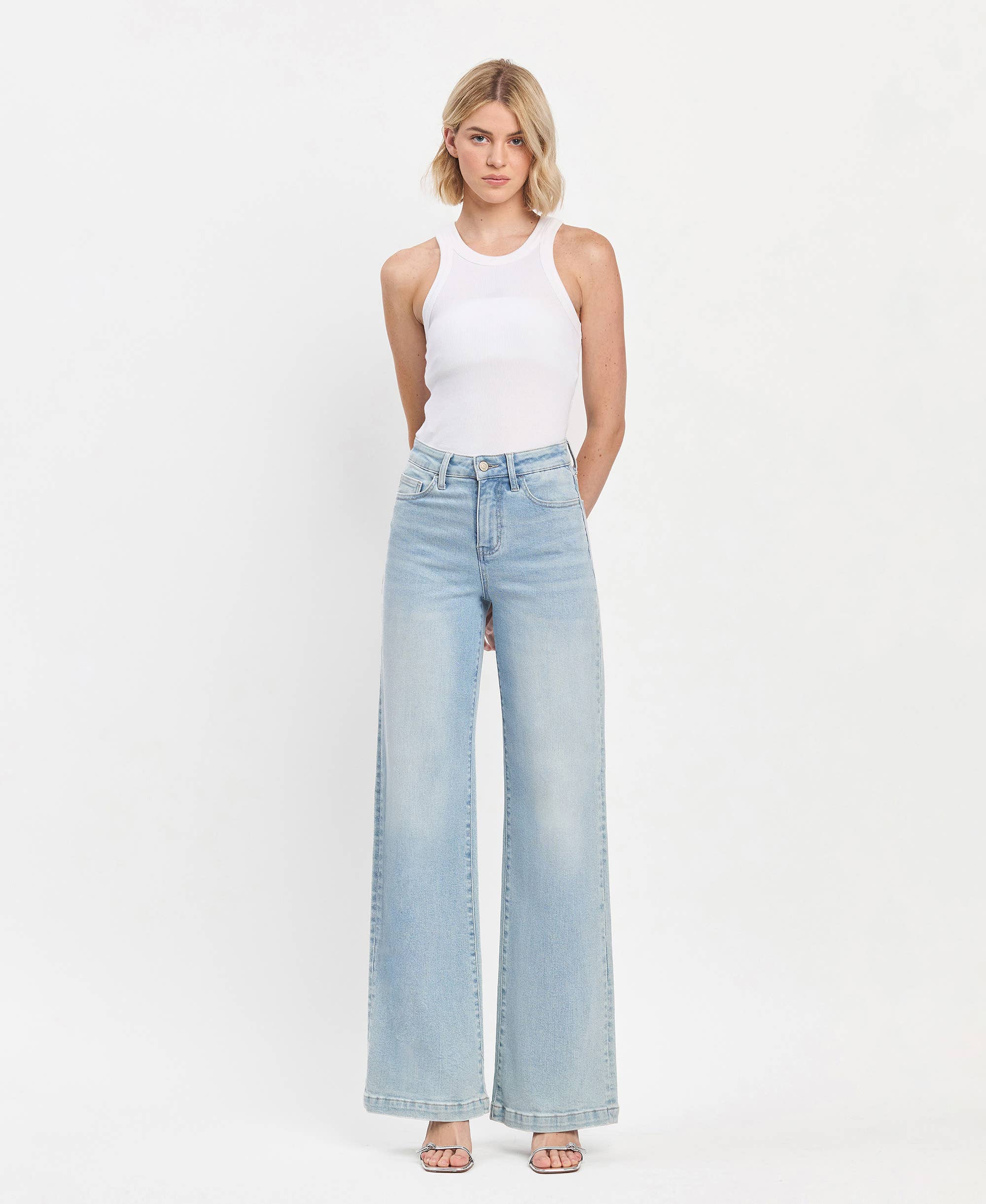【STUMBLY】High Waist Wide Denim Olivia High Rise Wide Leg Jeans in Blue | The Land of Salt