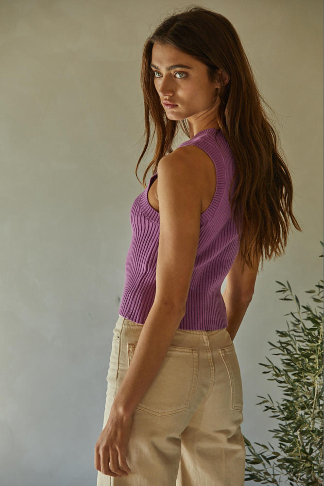 Sawyer Crop Sweater in Orchid