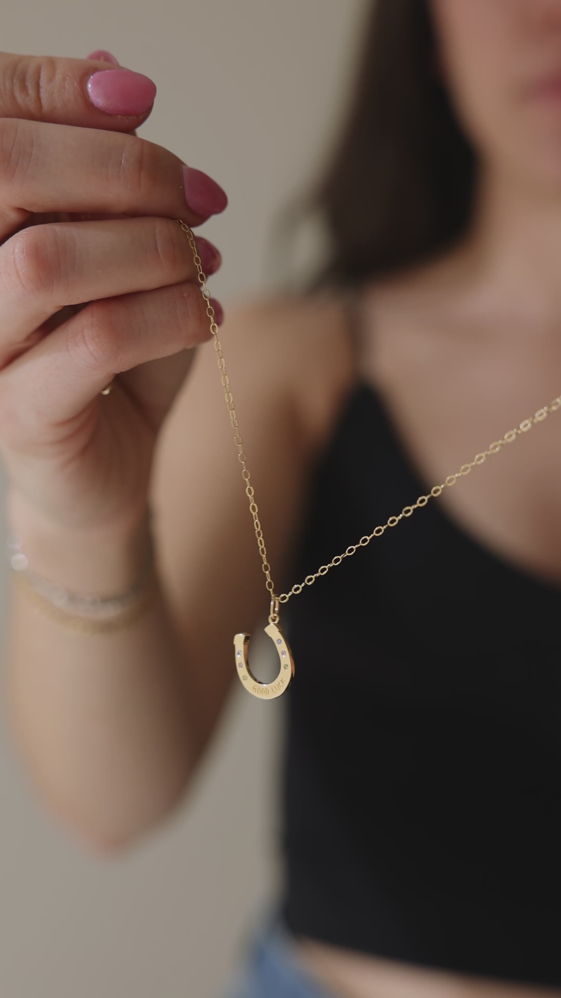 Gold Plated Horseshoe Pendant Necklace - Good Luck Charm Horse Shoe Jewelry