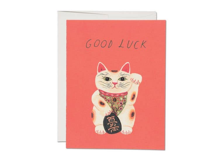 Good Luck Kitty encouragement greeting card