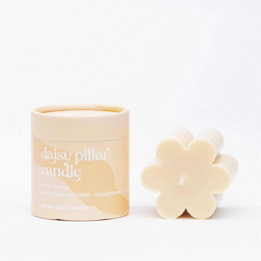 Daisy Pillar Candle  - Cream