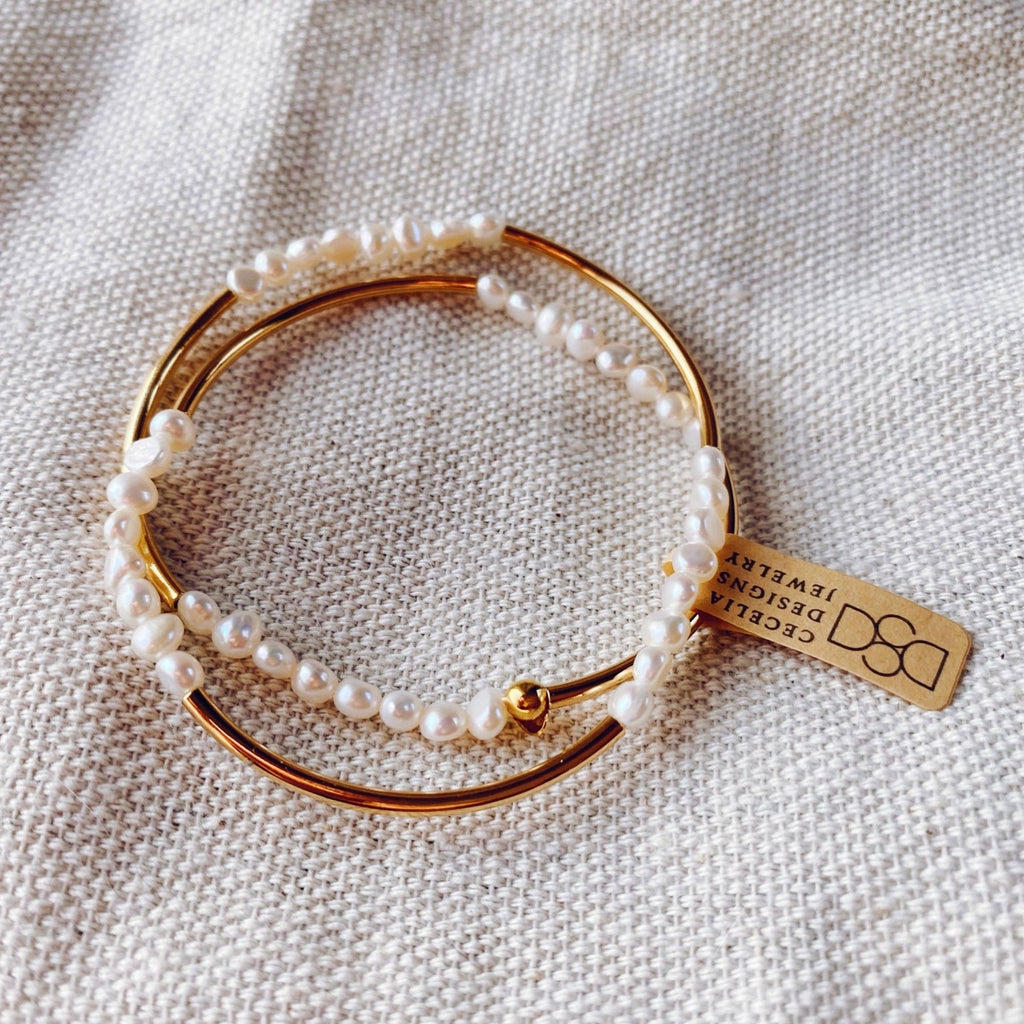 Hepburn Double Wrap Bracelets: Freshwater Pearls