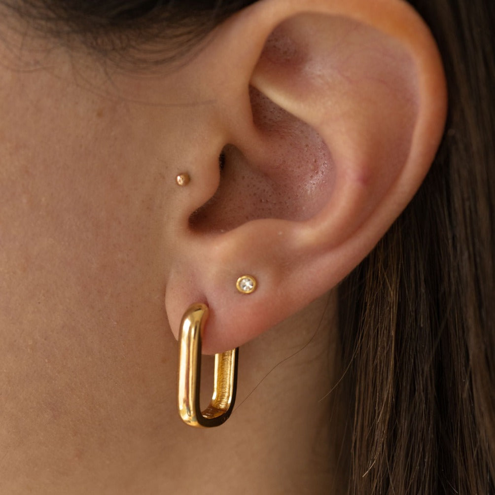 Emma Elongated Hoop Earrings in Gold