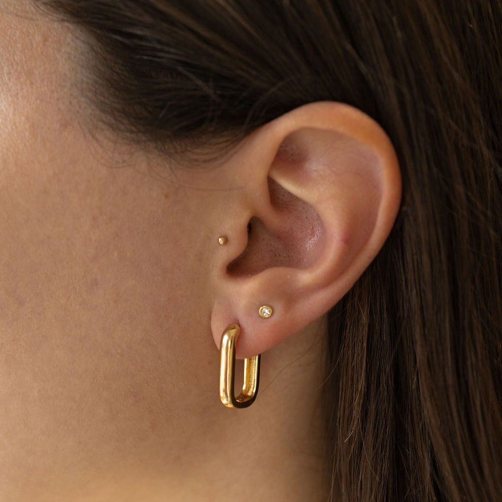 Emma Elongated Hoop Earrings in Gold | The Land of Salt