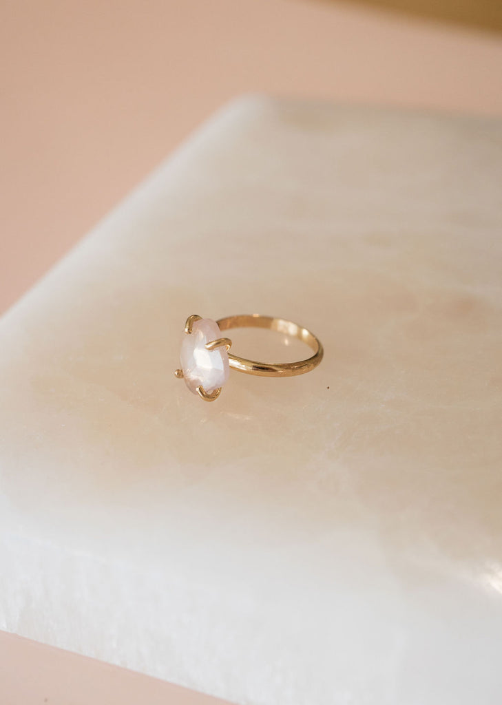 Faceted Rose Quartz Ring in Gold - Gold Filled Ring