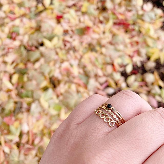 Mini Black Onyx Stacking Ring in Gold