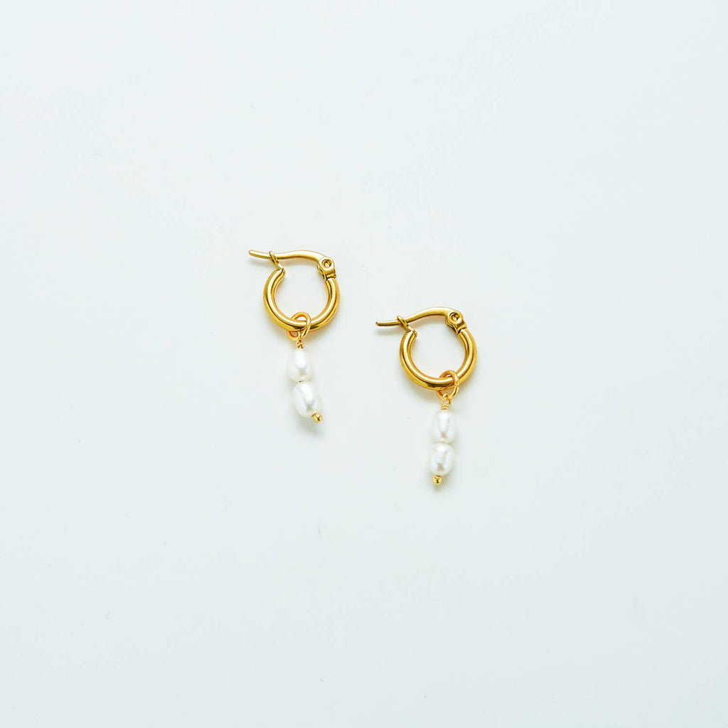 Double Pearl Hoop Earrings