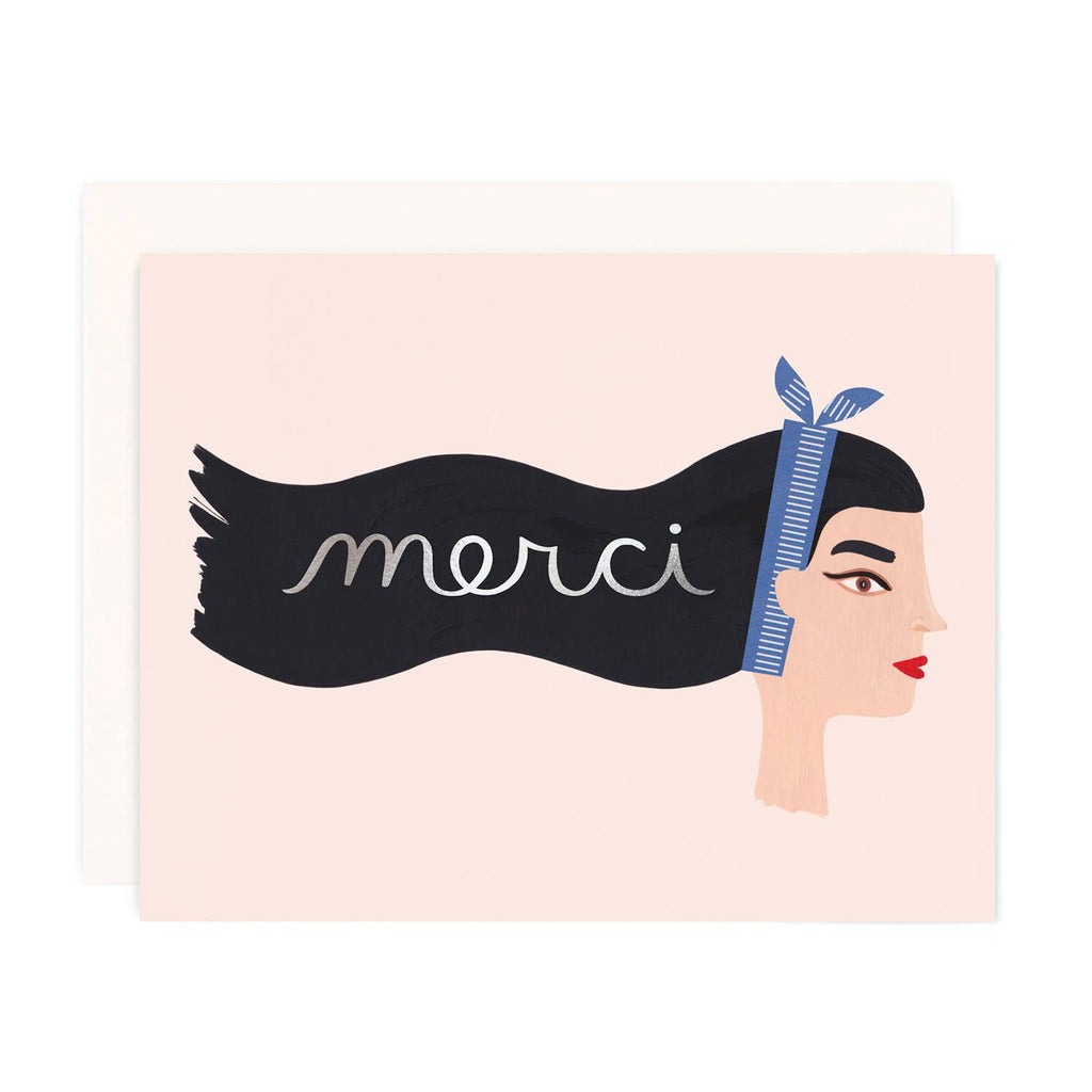 Merci Greeting Card - Silver Foil