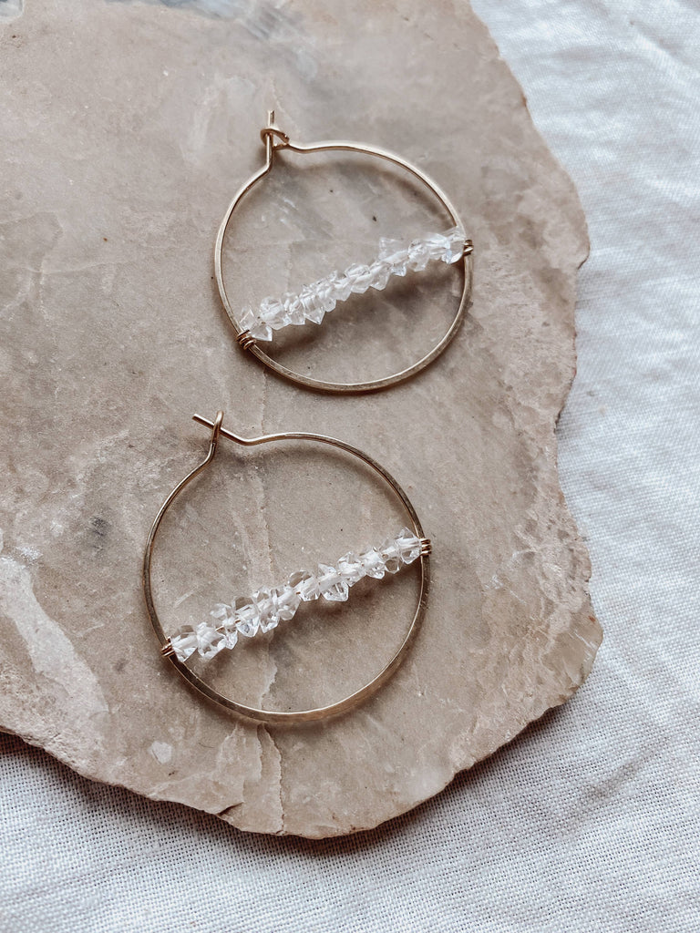 Large Herkimer Diamond Hoops