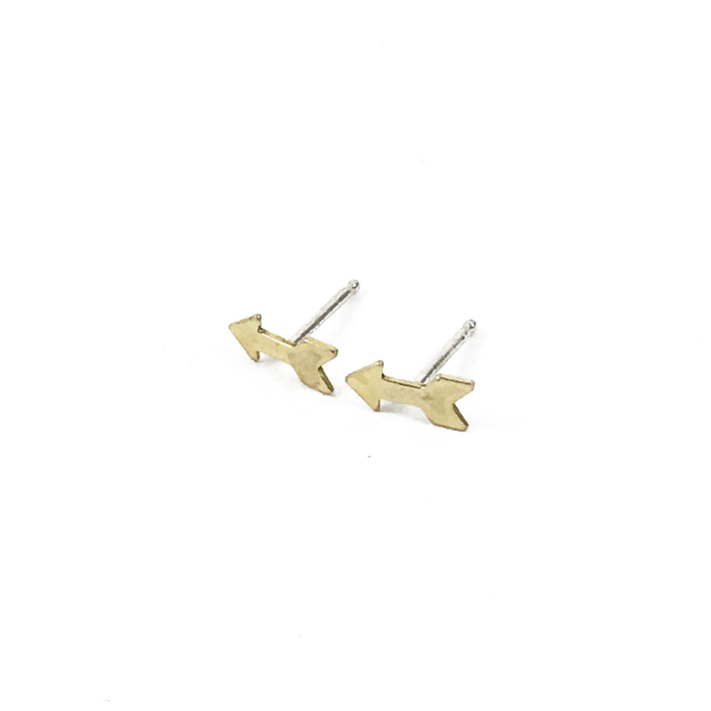 Tiny Arrow Stud Earrings in Brass