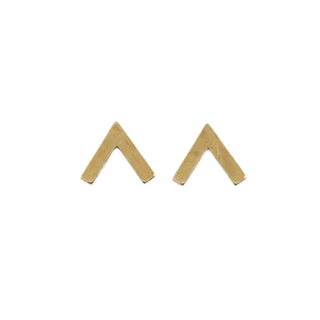 Brass minimalist chevron dainty stud earrings