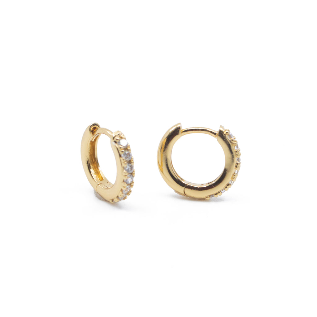 CZ Diamond Huggie Hoops Earrings in Gold