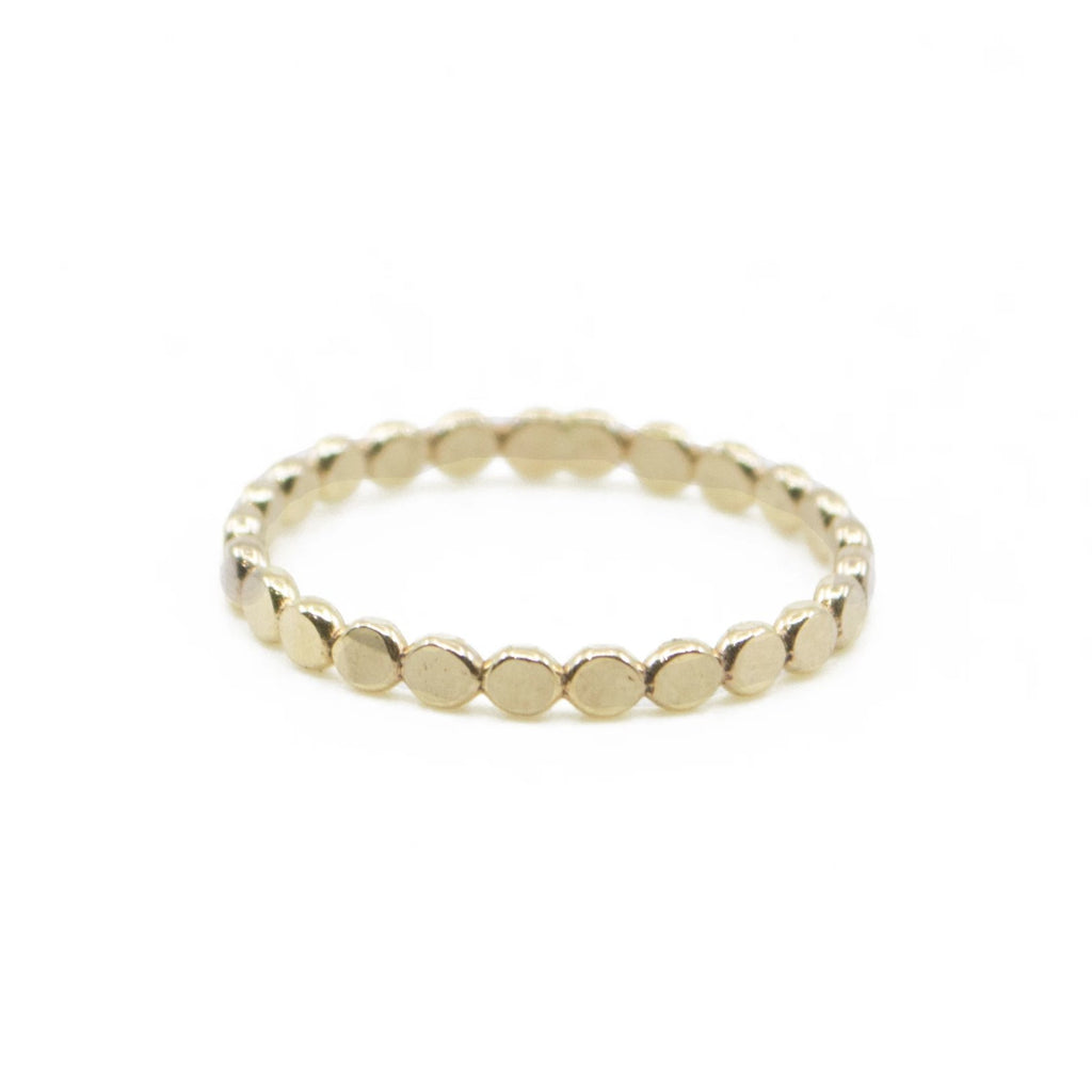 Coin Hammered Disc Boho Dainty Stacking Ring in 14k Gold Filled