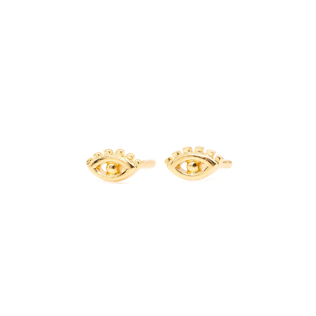 Evil Eye Stud Earrings in Gold
