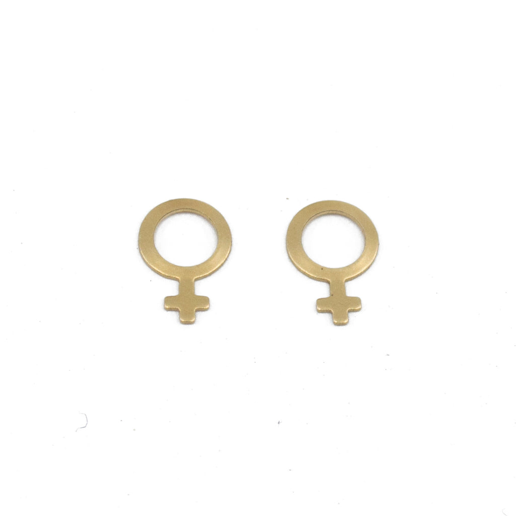 dainty mini girl power Venus brass stud earrings
