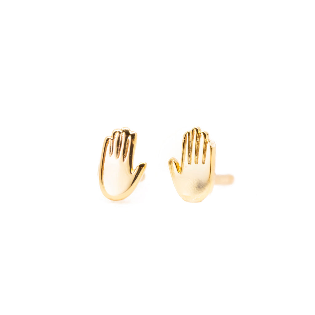 Hand Stud Earrings in Gold