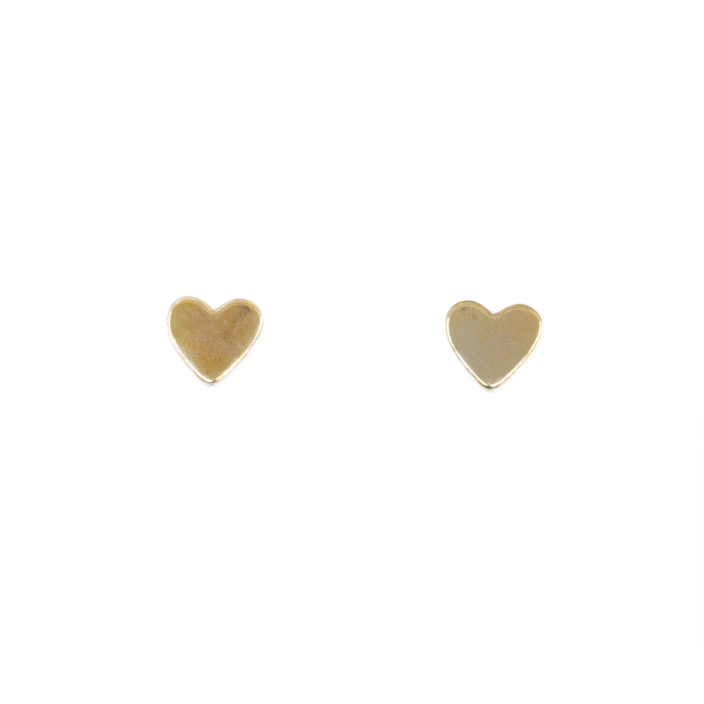 Dainty mini heart stud brass earrings
