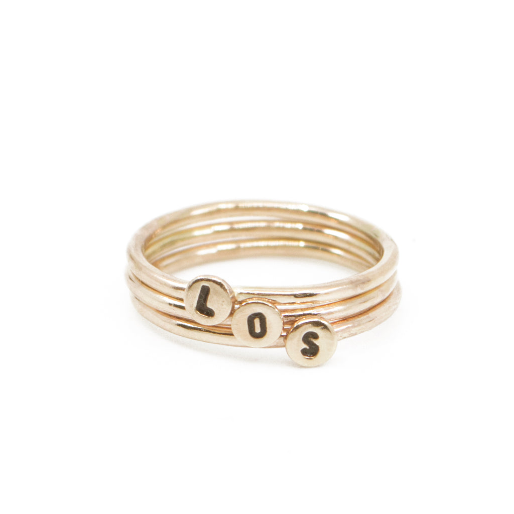 Mini Letter Initial Stacking Ring in Gold