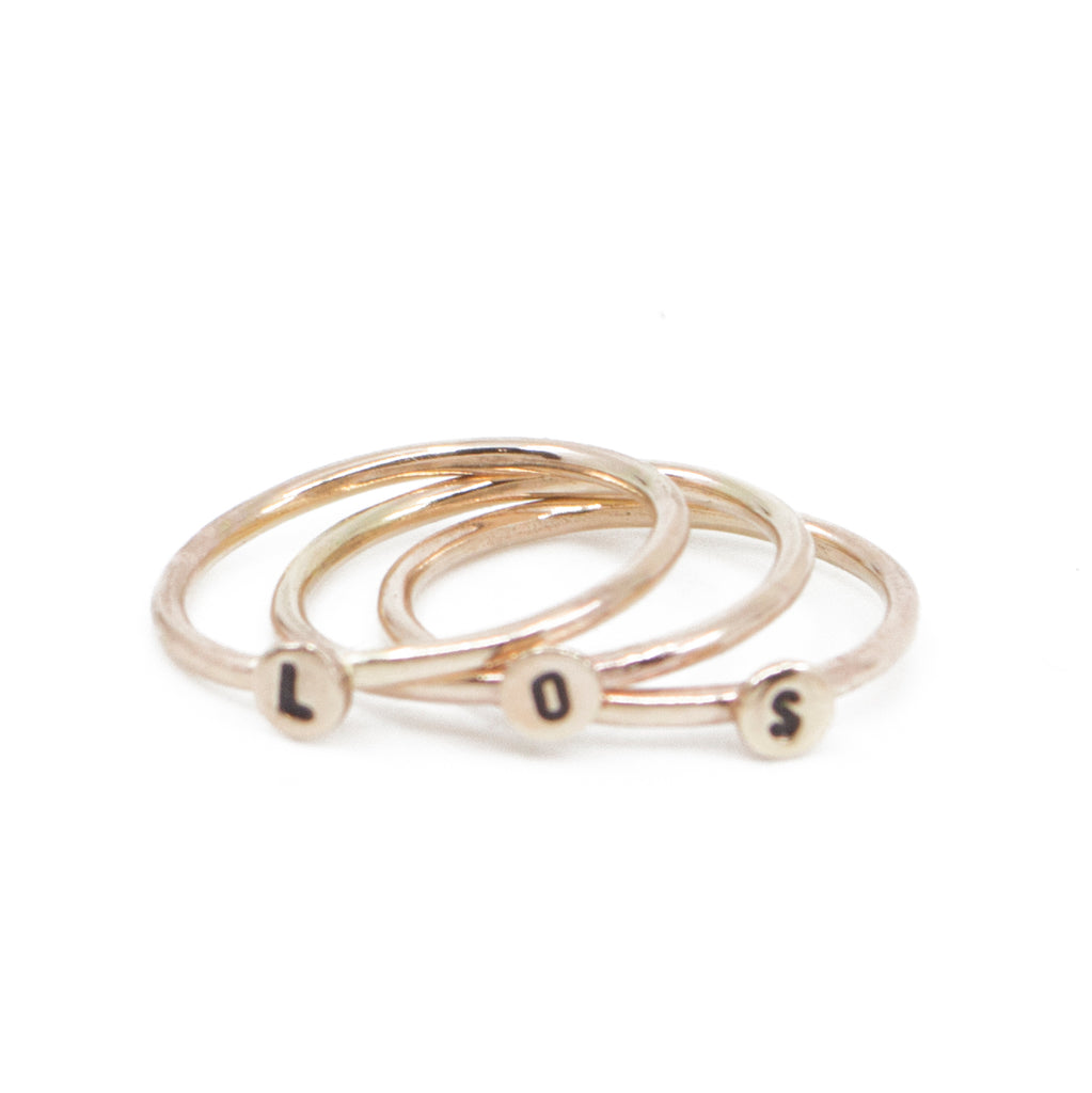 Mini Letter Initial Stacking Ring in Gold