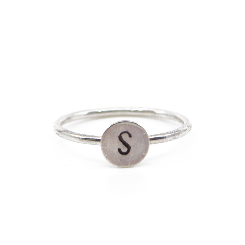 One Initial Stacking Set in Silver