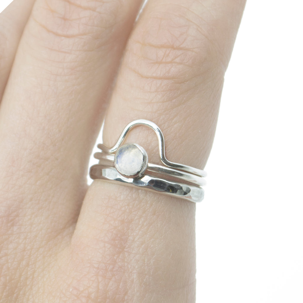 Thick Hammered Stacking Ring in Silver
