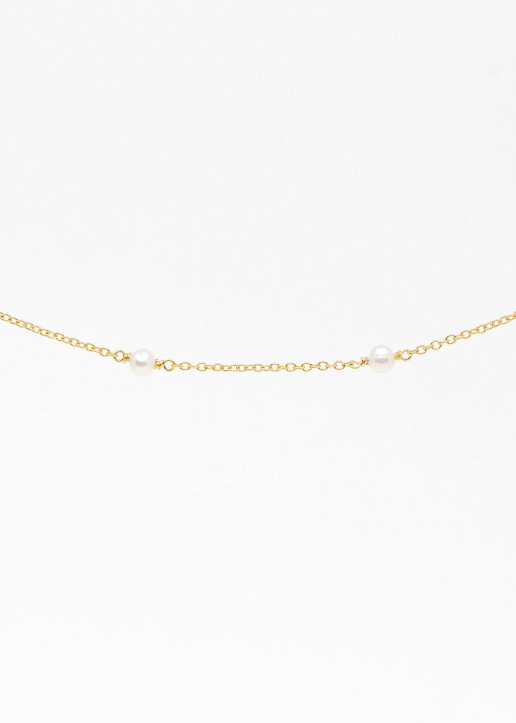 Pearl Drop Choker Necklace in Gold
