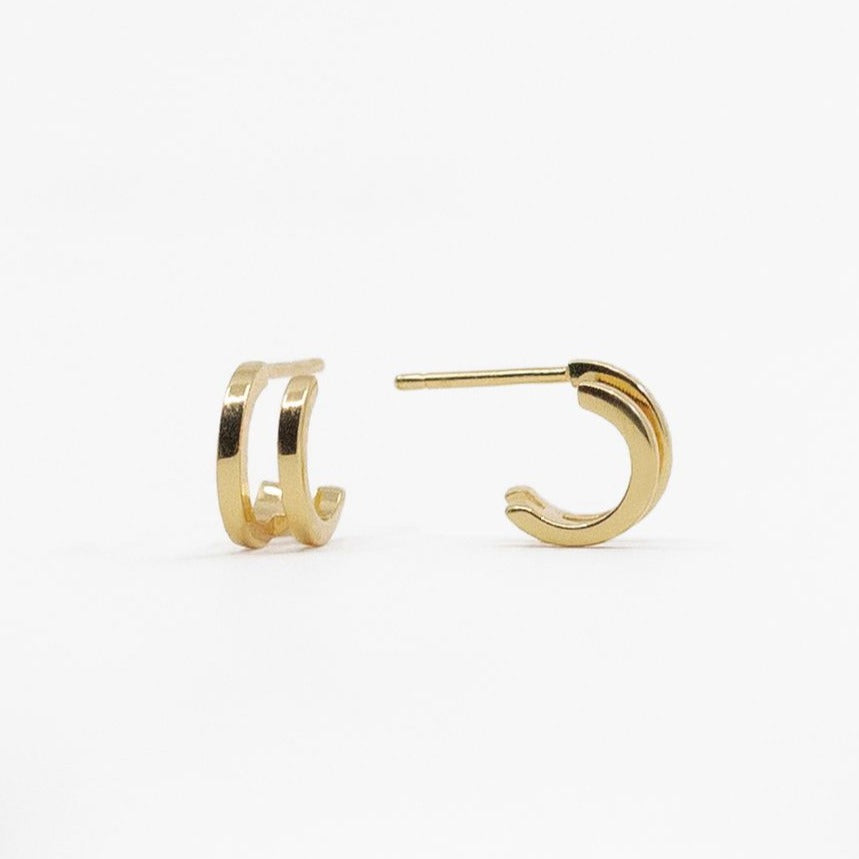 Illusion Huggie Hoop Earrings in Gold