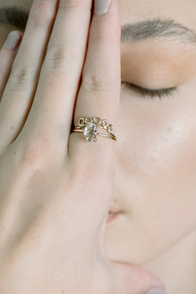 Herkimer Diamond Ring in Gold