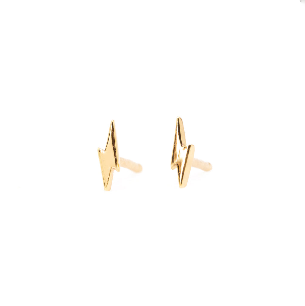 Lightning Stud Earrings in Gold