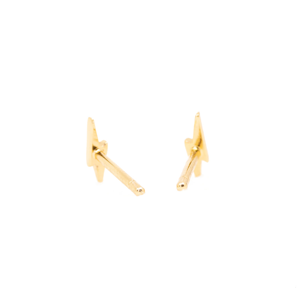 Lightning Stud Earrings in Gold