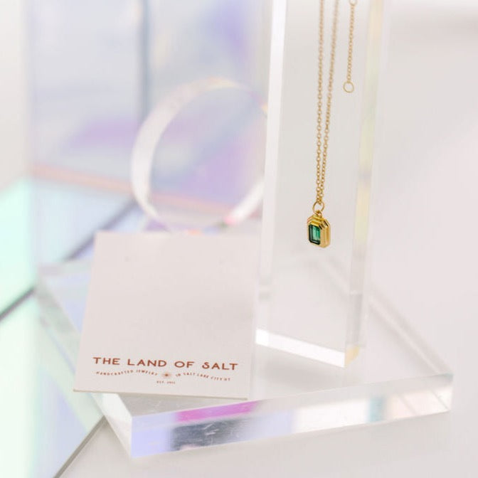 Ames Emerald Amulet Necklace in Gold