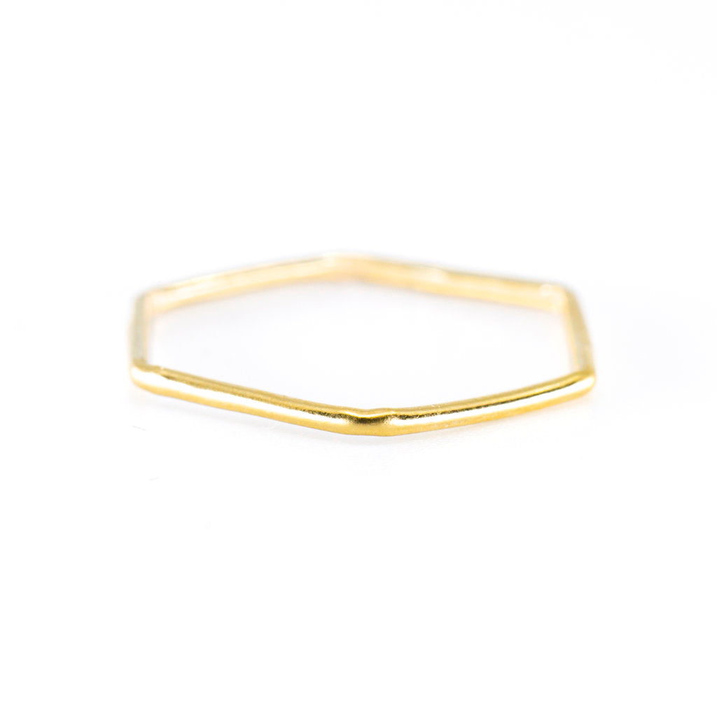 Hexagon Stacking Ring in Gold