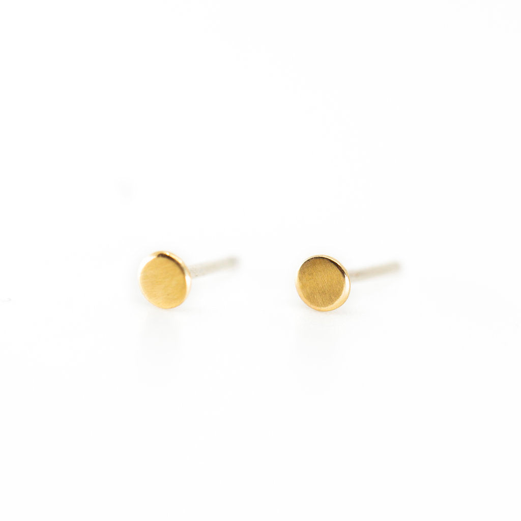 Tiny Circle Stud Earrings in Gold