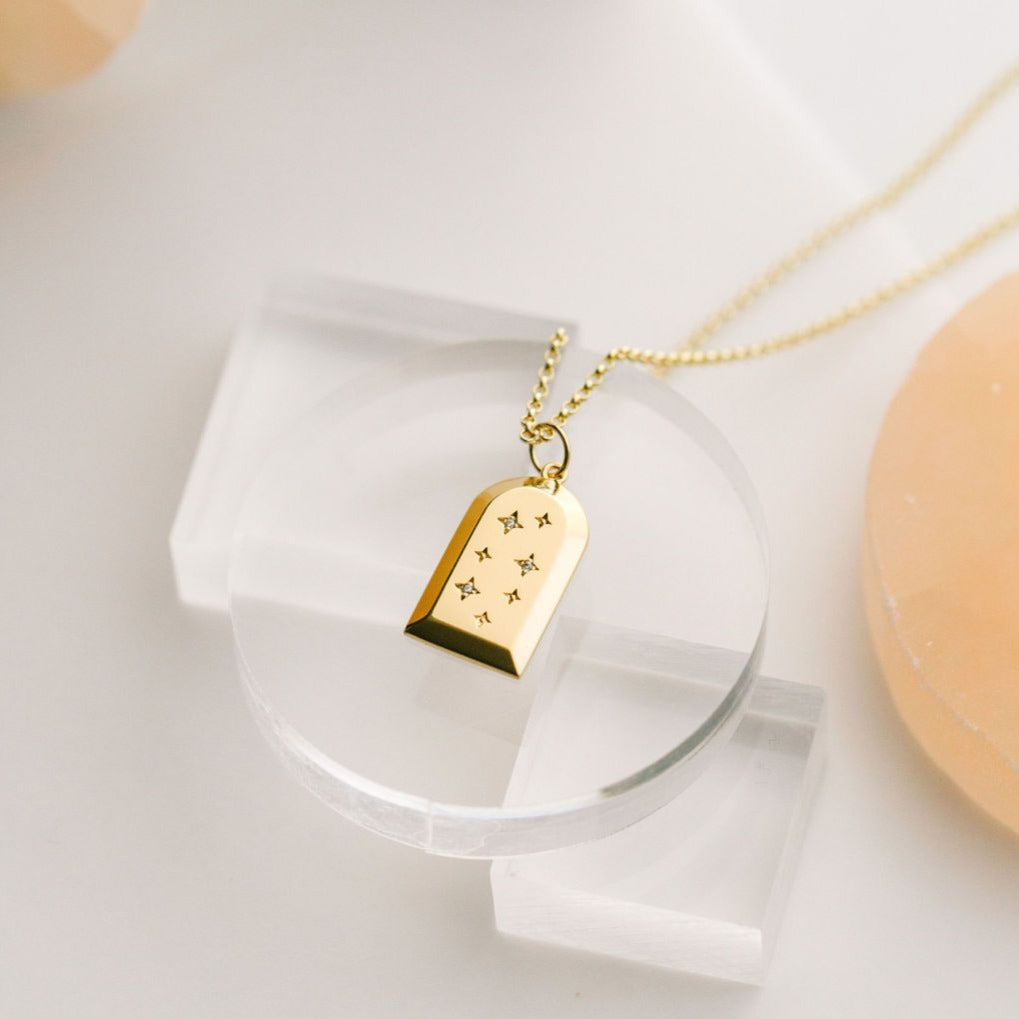 Ferris Diamond CZ Arch Amulet Necklace in Gold